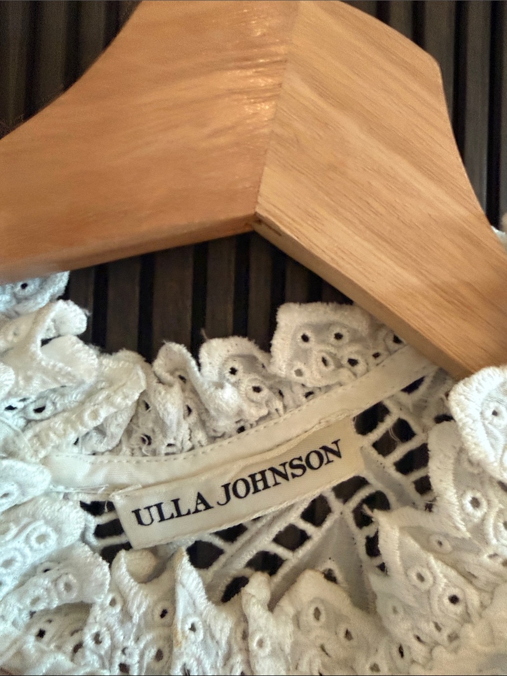 ULLA JOHNSON white Eyelet Lace Dress with Puff Sleeves - Picture 2 of 6